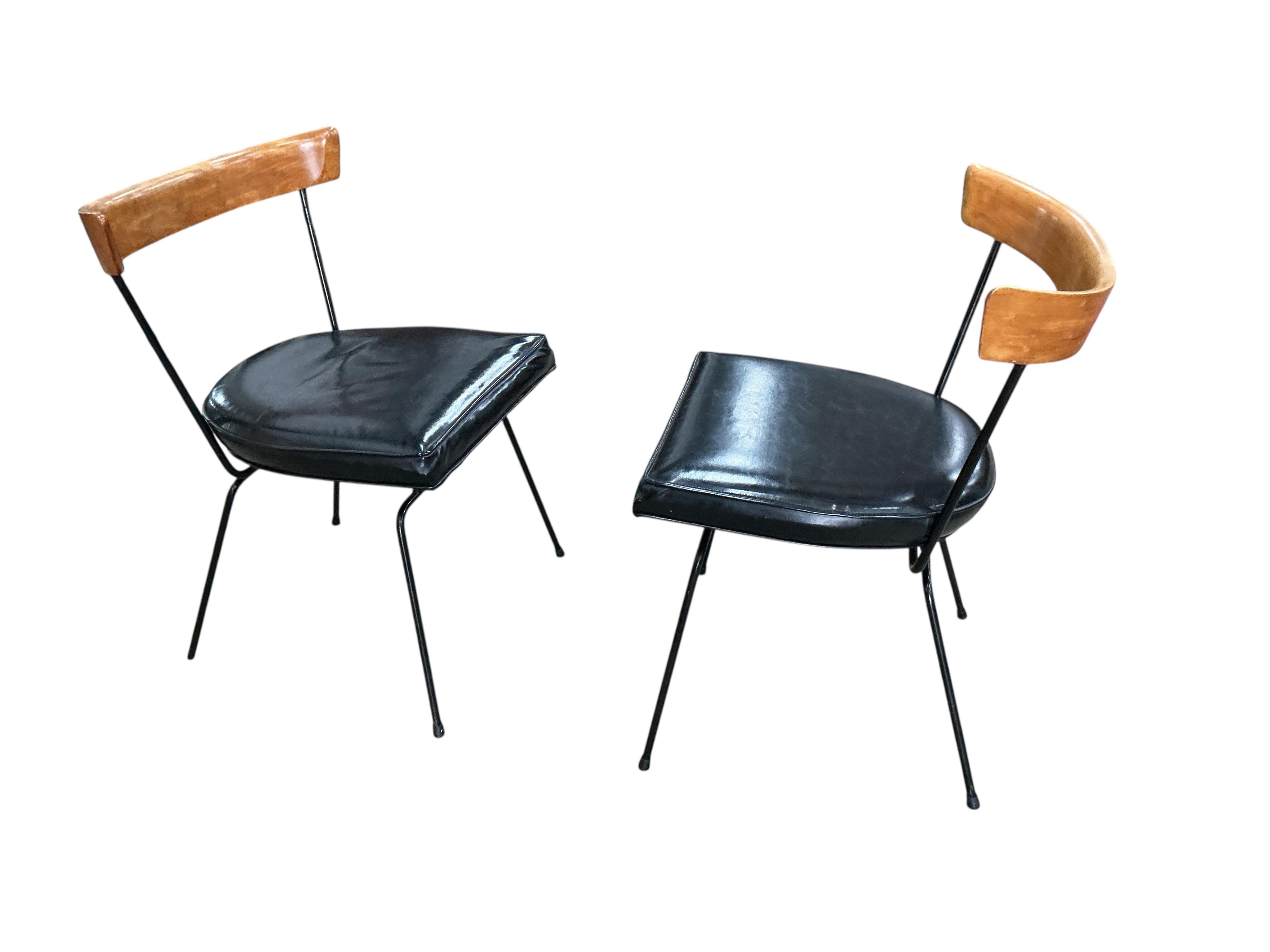 A pair of mid century dining chairs by Paul McCobb, width 43cm, depth 43cm, height 70cm